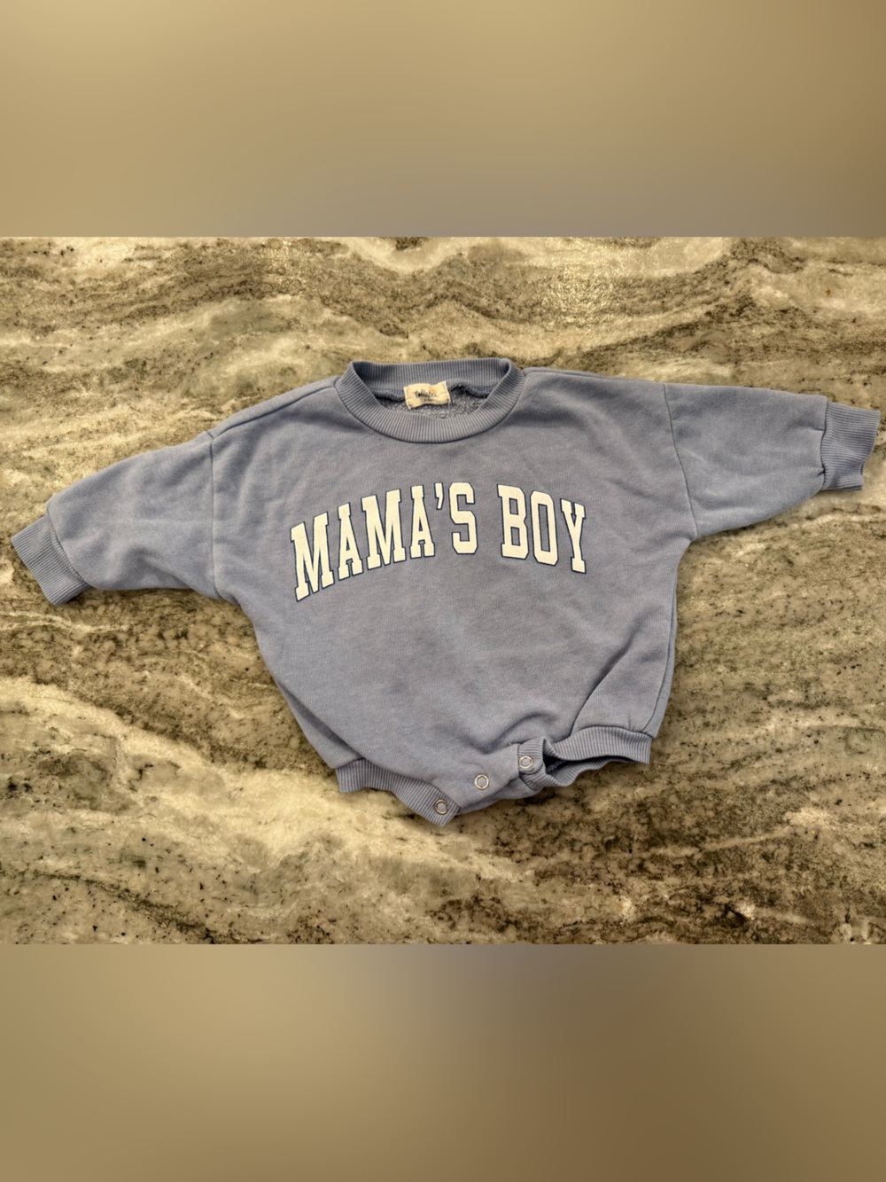 MAMA'S BOY Light Blue Baby One-Piece Romper Sweatshirt